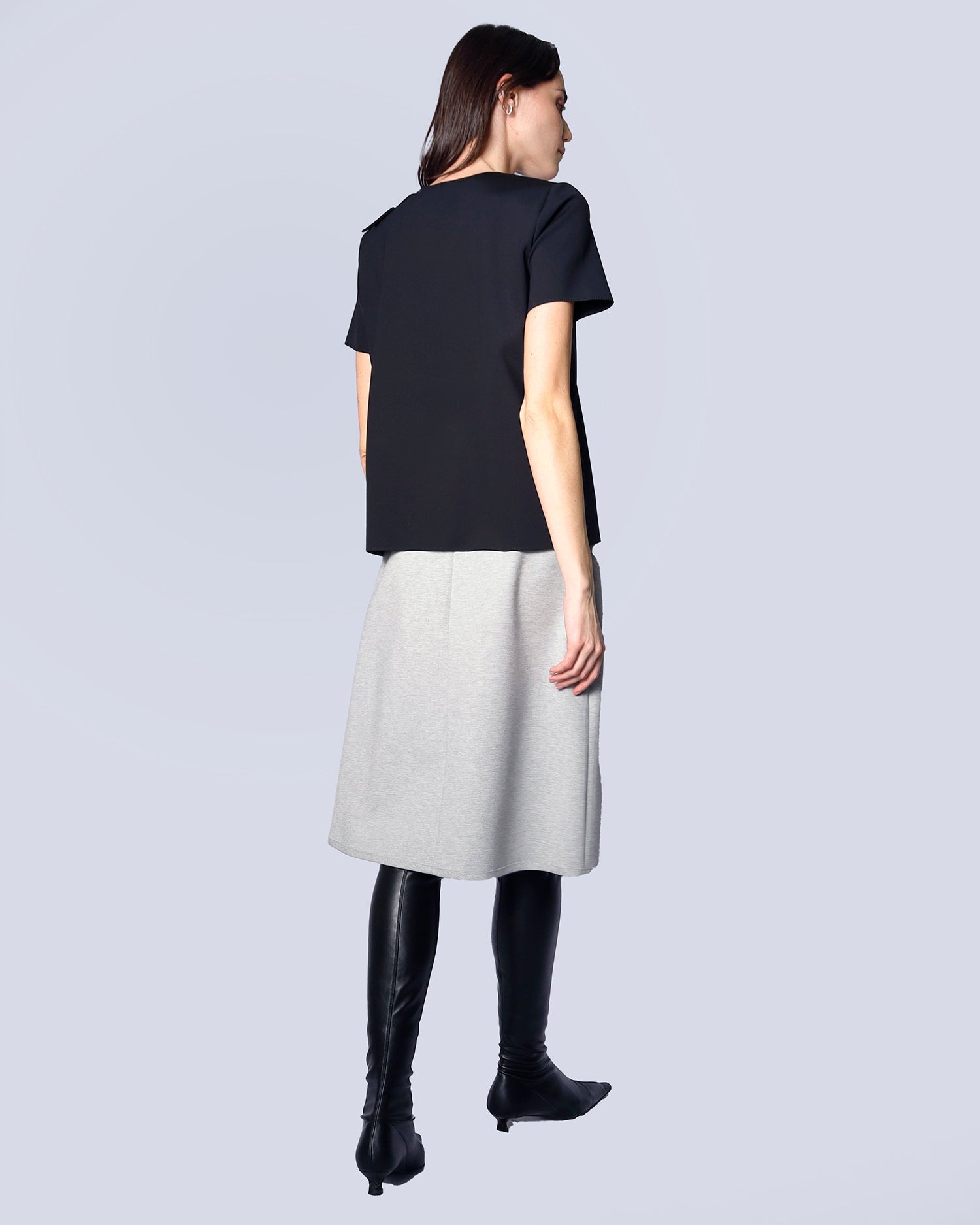 Maison Marie Saint Pierre | Skirt | HOKULANI | Light Grey Mixte | Top | HAILEY | Black