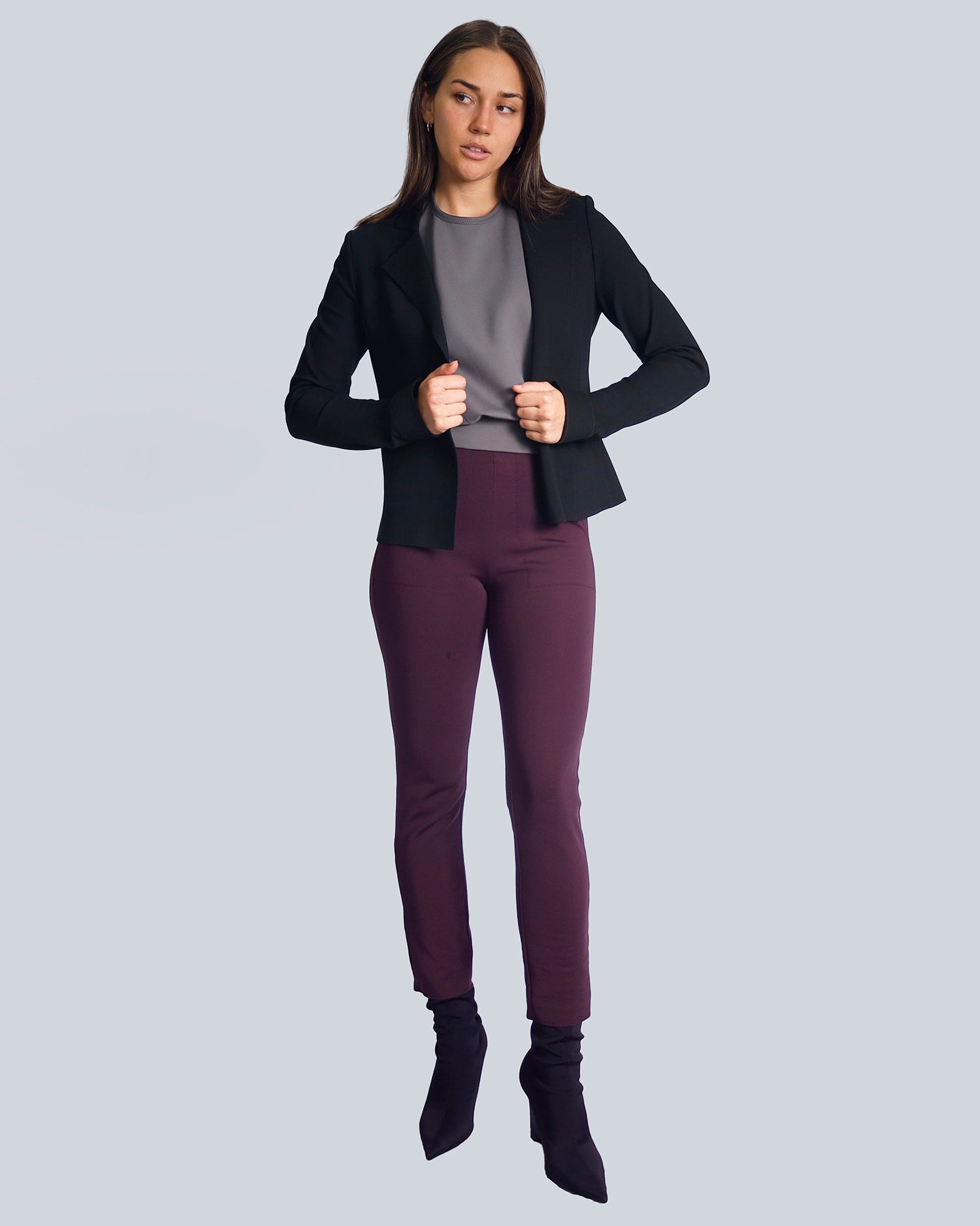 Maison Marie Saint Pierre | Jackets and Coats | ARIA | Black | Top | OKA3 | Pewter | Pants | HILL | Plum