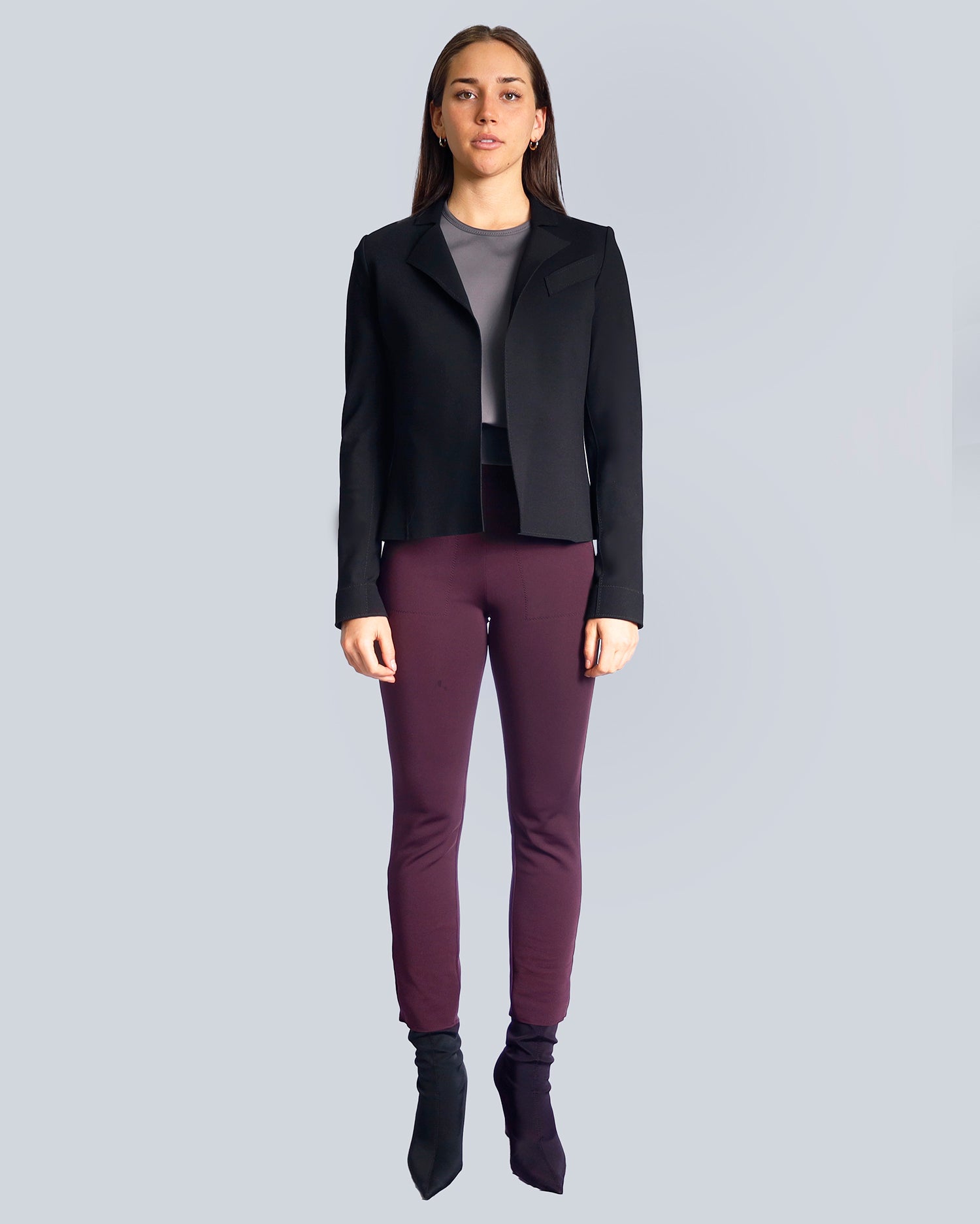 Maison Marie Saint Pierre | Jackets and Coats | ARIA | Black | Top | OKA3 | Pewter | Pants | HILL | Plum