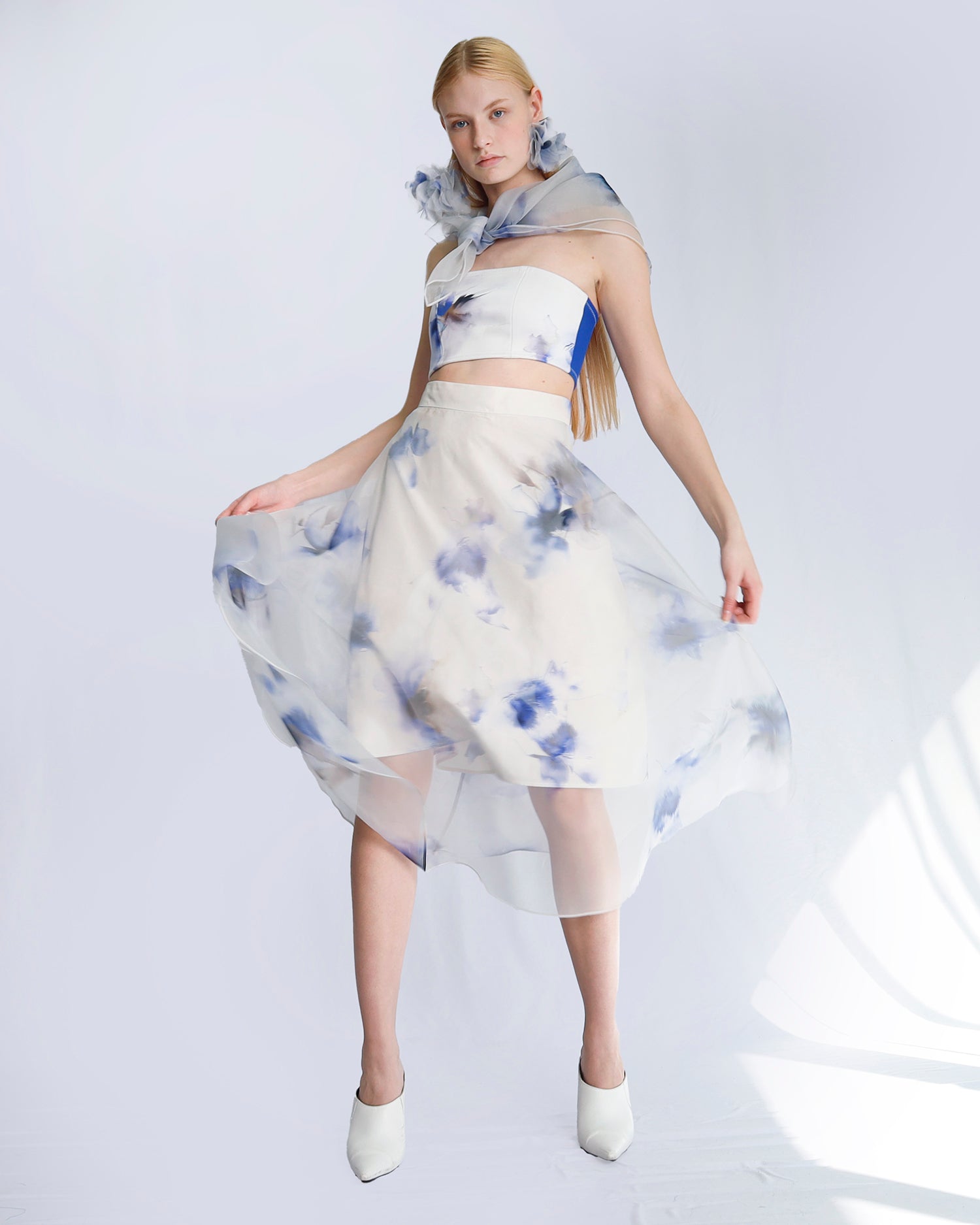 Maison Marie Saint Pierre | Skirt | JARINA | Aqua Lily Blue