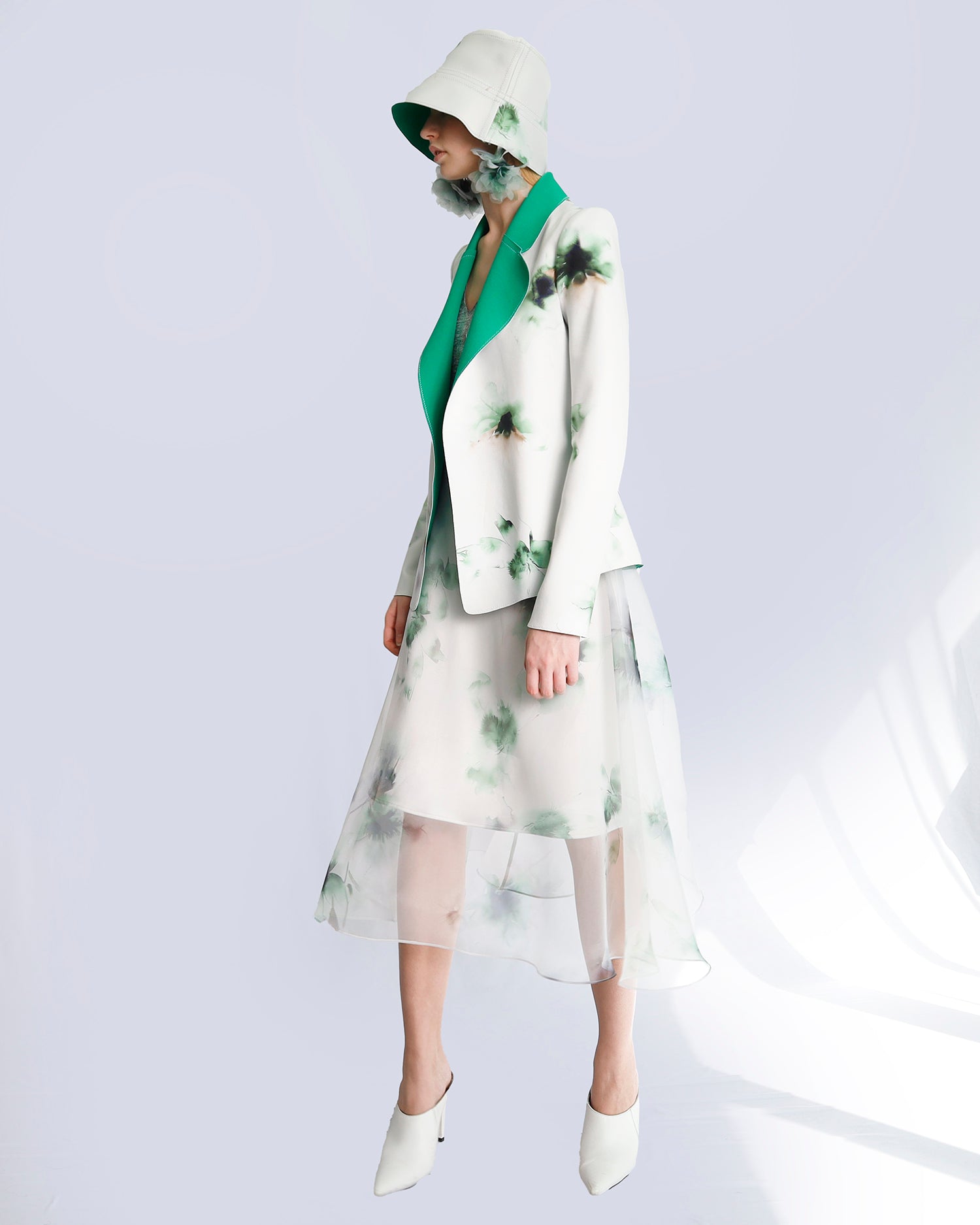 Maison Marie Saint Pierre | Skirt | JARINA | Aqua Lily Green | Jacket | JENNA2 | Aqua Lily Green | Jade