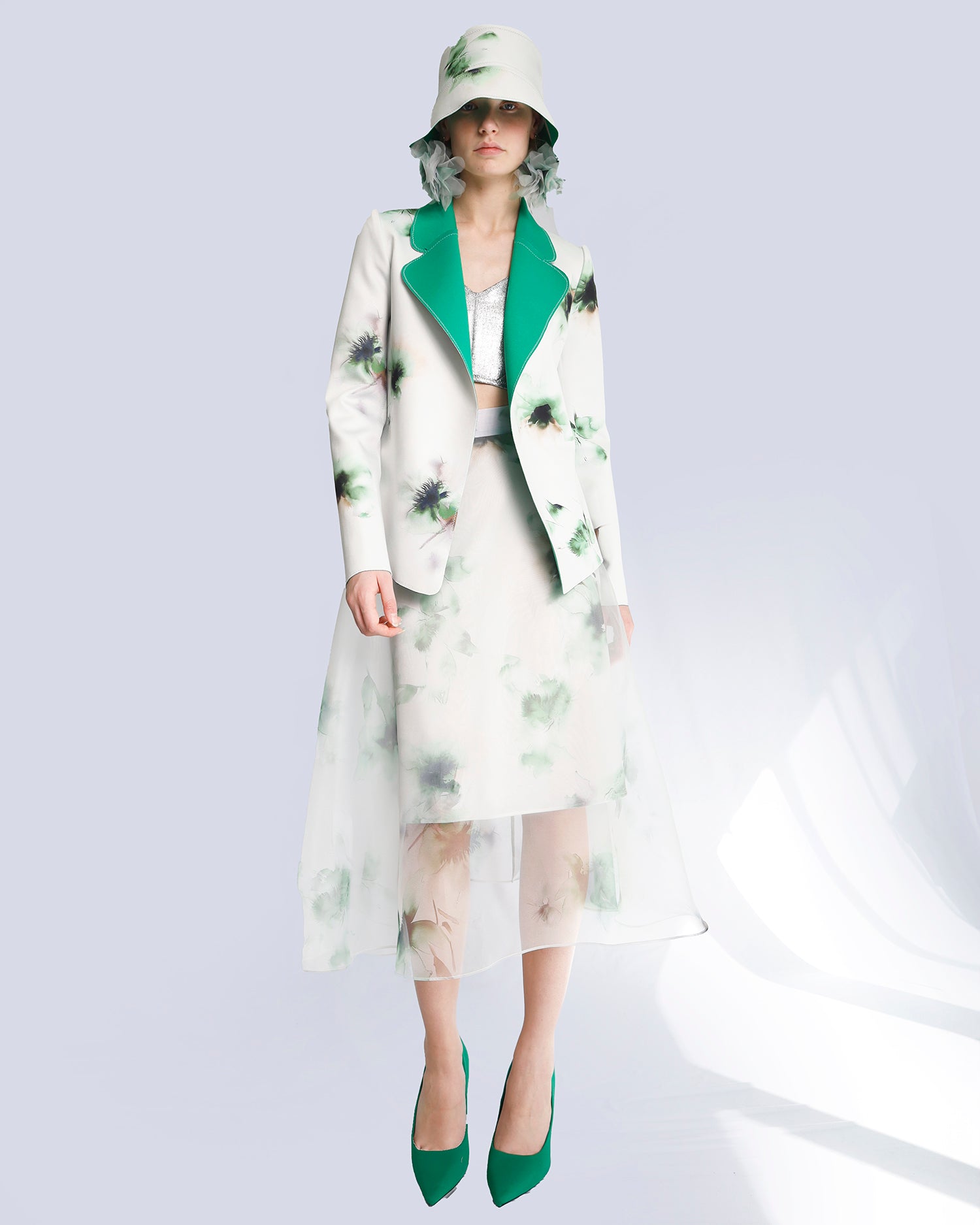 Maison Marie Saint Pierre | Skirt | JARINA | Aqua Lily Green | Jacket | JENNA2 | Aqua Lily Green | Jade