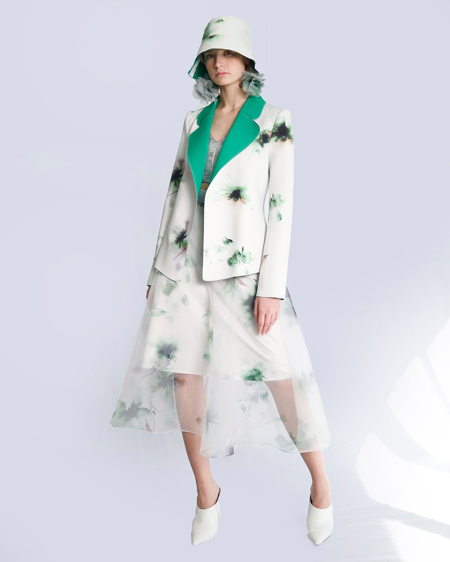 Maison Marie Saint Pierre | Skirt | JARINA | Aqua Lily Green | Jacket | JENNA2 | Aqua Lily Green | Jade