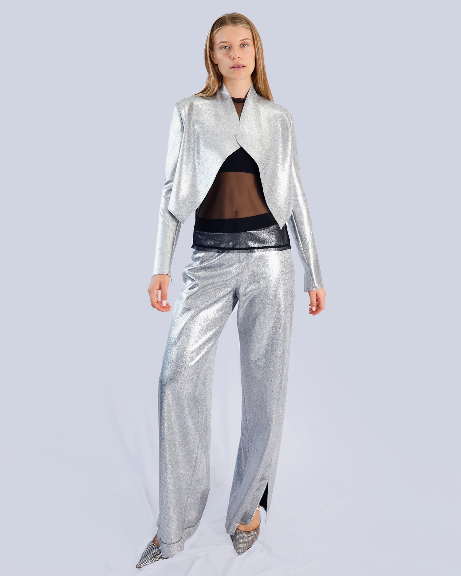 Maison Marie Saint Pierre | Top | DANTON | Black | Jacket | JULIA | Silver | White | Pants | JENDER | Silver | Black