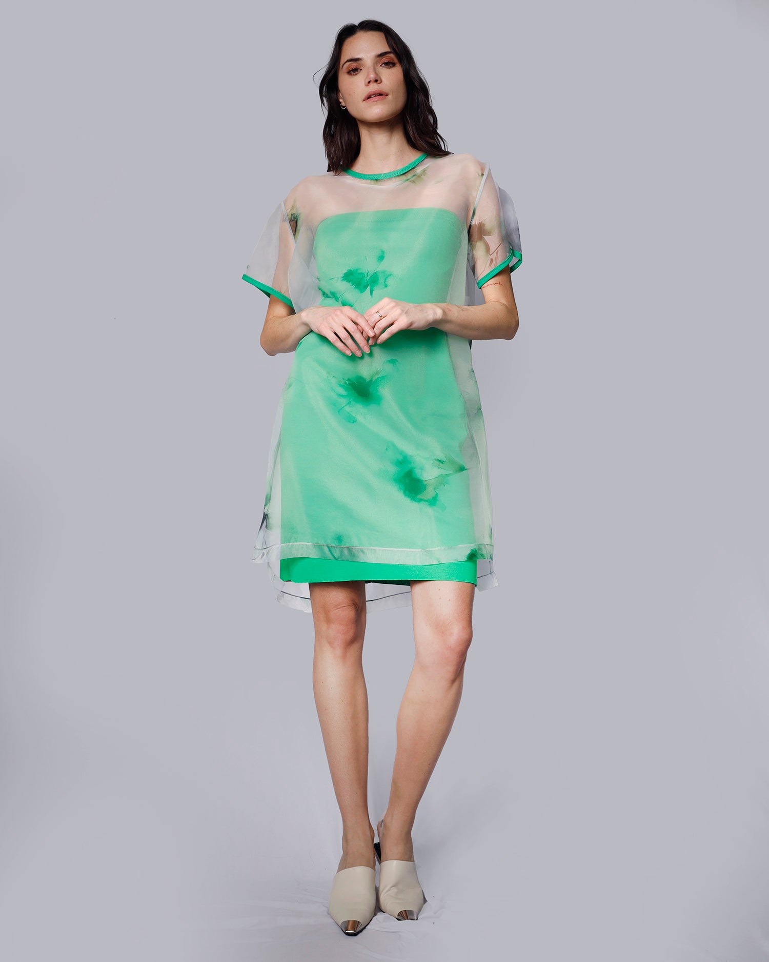 Maison Marie Saint Pierre | Dress | JUSTINE2 | Jade | Aqua Lily Green