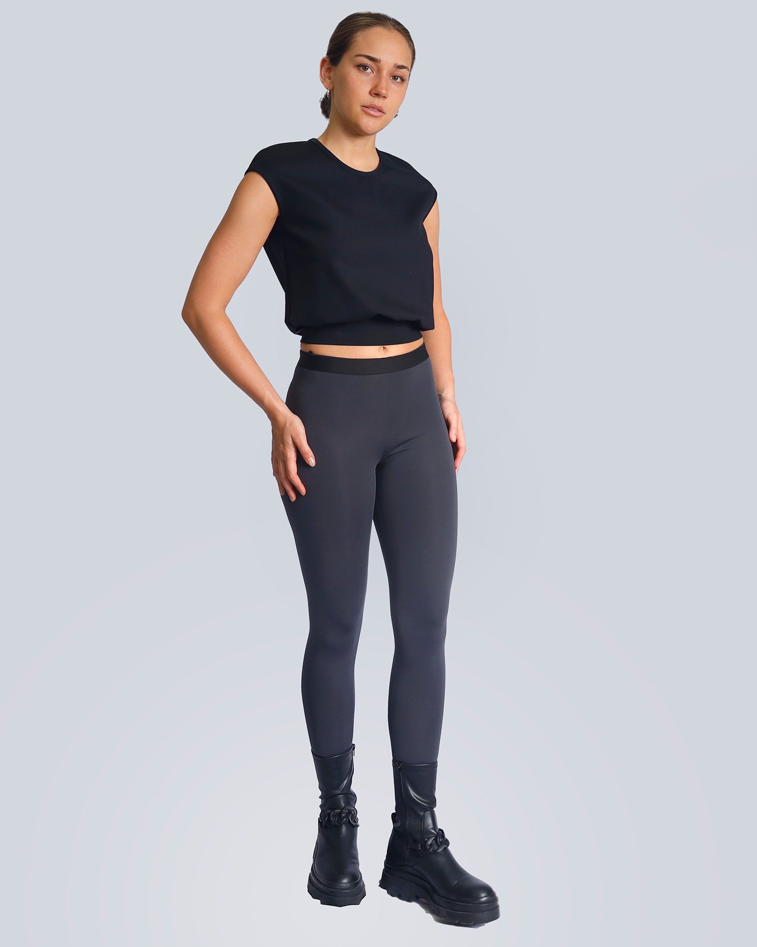 Maison Marie Saint Pierre | Leggings &amp; Pants | PALMATER | Dark Charcoal | Top | OKA3 | Black