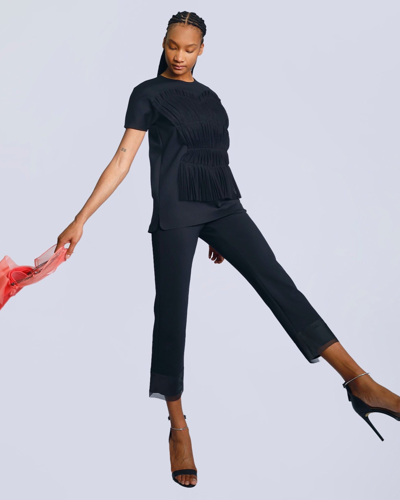 Maison Marie Saint Pierre | Pants | SANUTE | Black | Top | FIGARA | Black | Bag | FROZEN | Pink Fluo