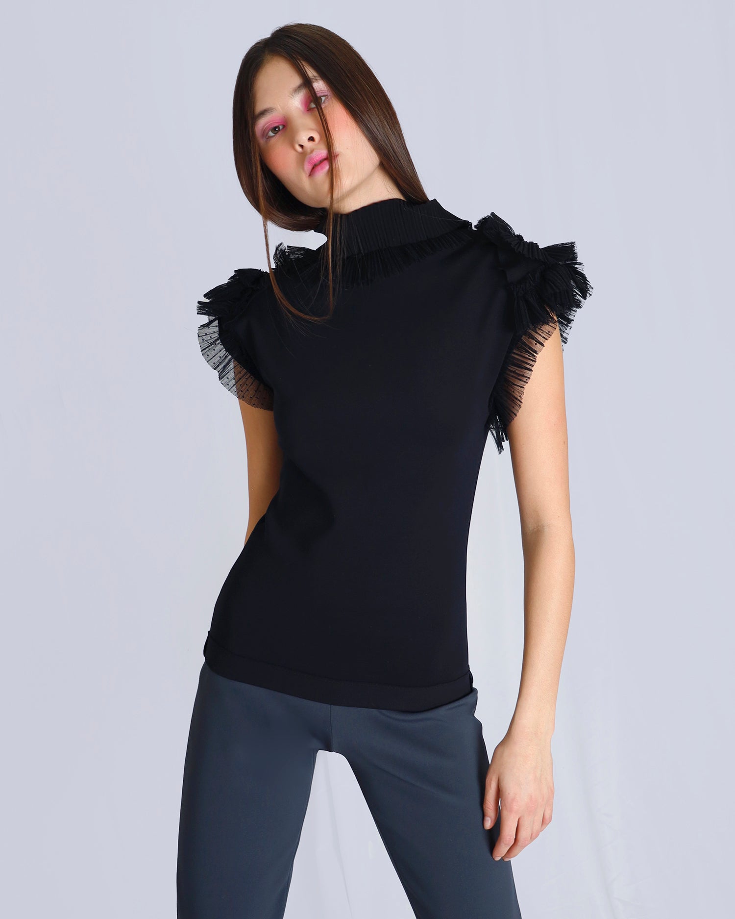 Maison Marie Saint Pierre | Pants | NESSA | Dark Charcoal | Dolly Pink | Top | NAMIR | Black