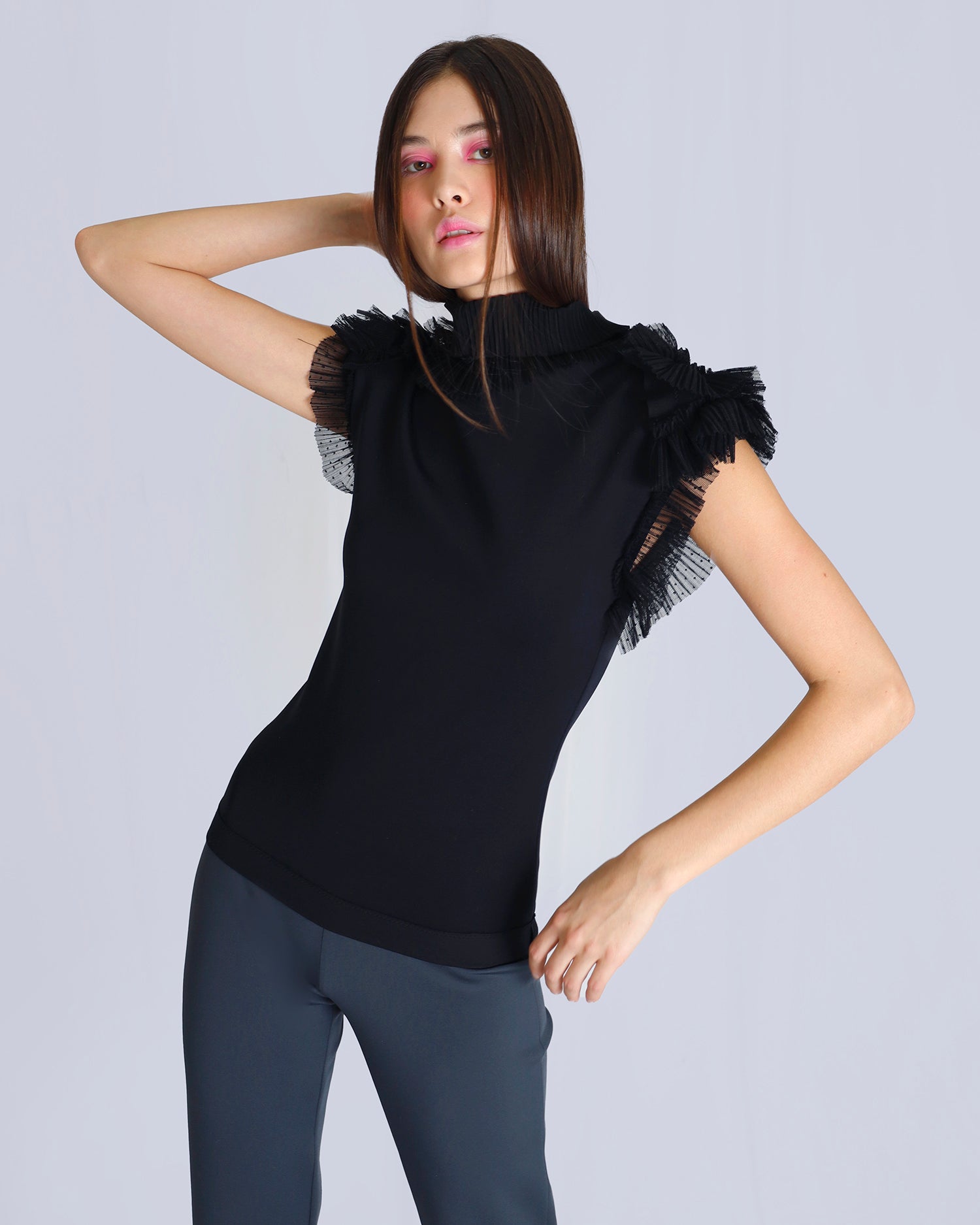 Maison Marie Saint Pierre | Pants | NESSA | Dark Charcoal | Dolly Pink | Top | NAMIR | Black