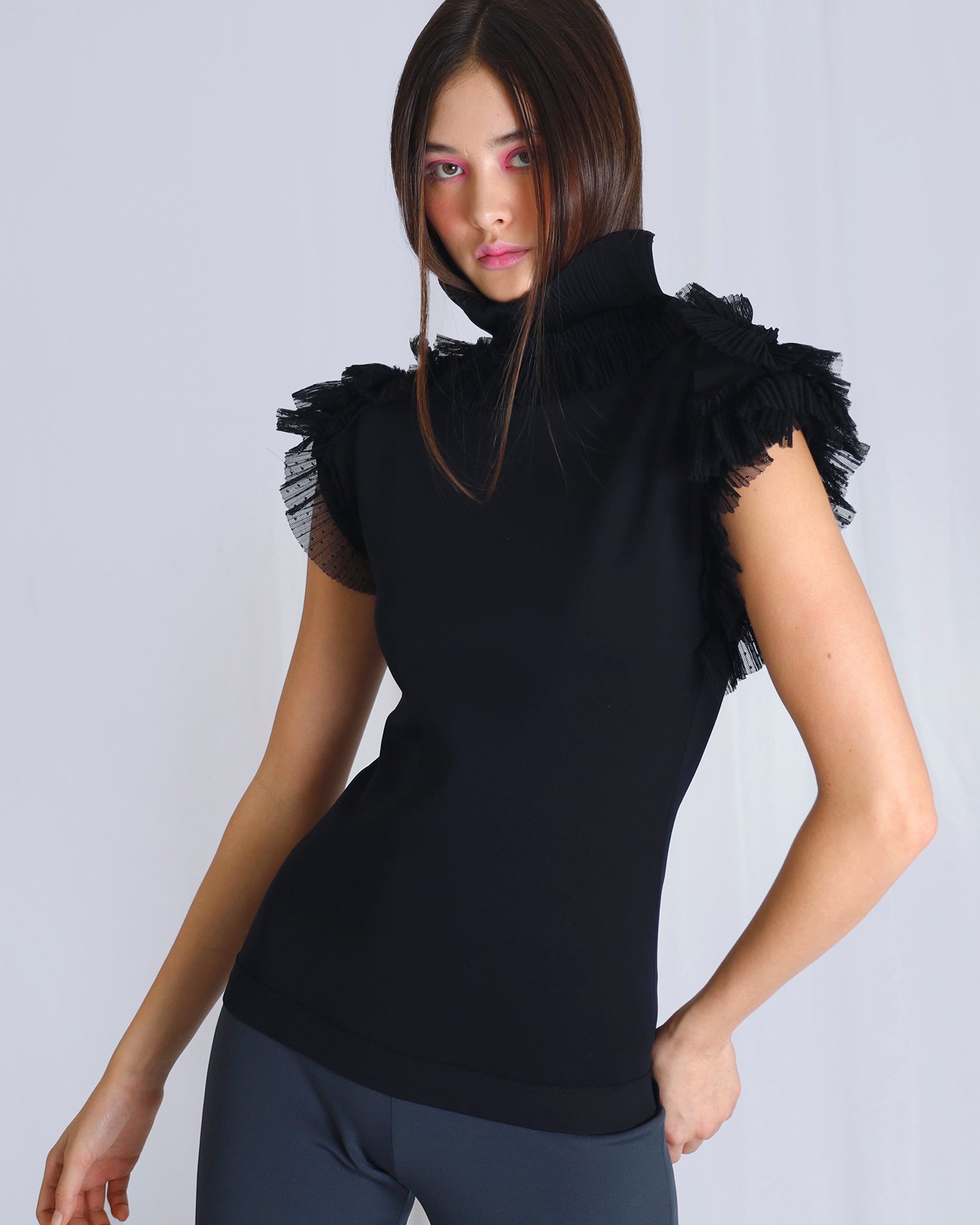 Maison Marie Saint Pierre | Pants | NESSA | Dark Charcoal | Dolly Pink | Top | NAMIR | Black