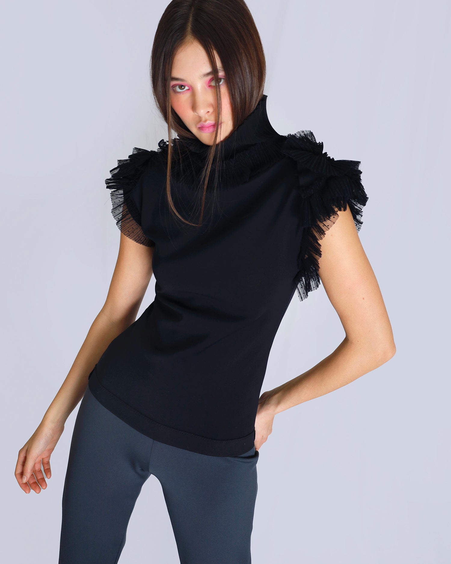 Maison Marie Saint Pierre | Pants | NESSA | Dark Charcoal | Dolly Pink | Top | NAMIR | Black