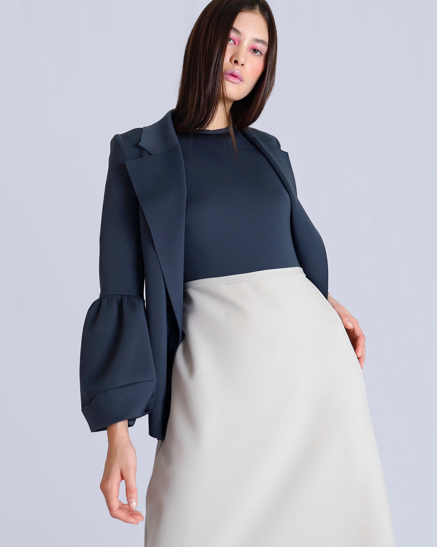 Maison Marie Saint PIerre | Dress | NOVA | Dark Charcoal | Fog | Jacket | NAMAARI | Dark Charcoal