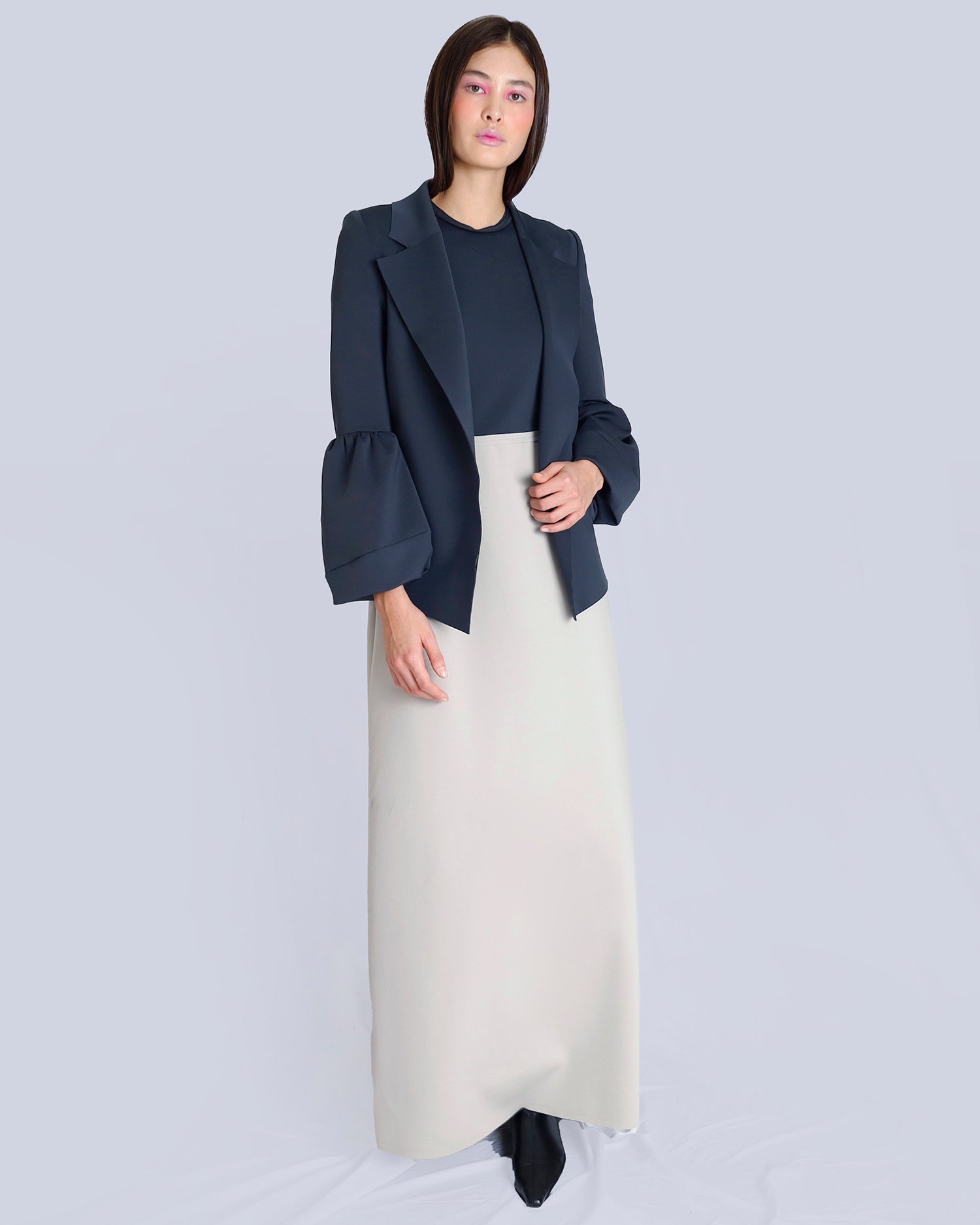 Maison Marie Saint PIerre | Dress | NOVA | Dark Charcoal | Fog | Jacket | NAMAARI | Dark Charcoal