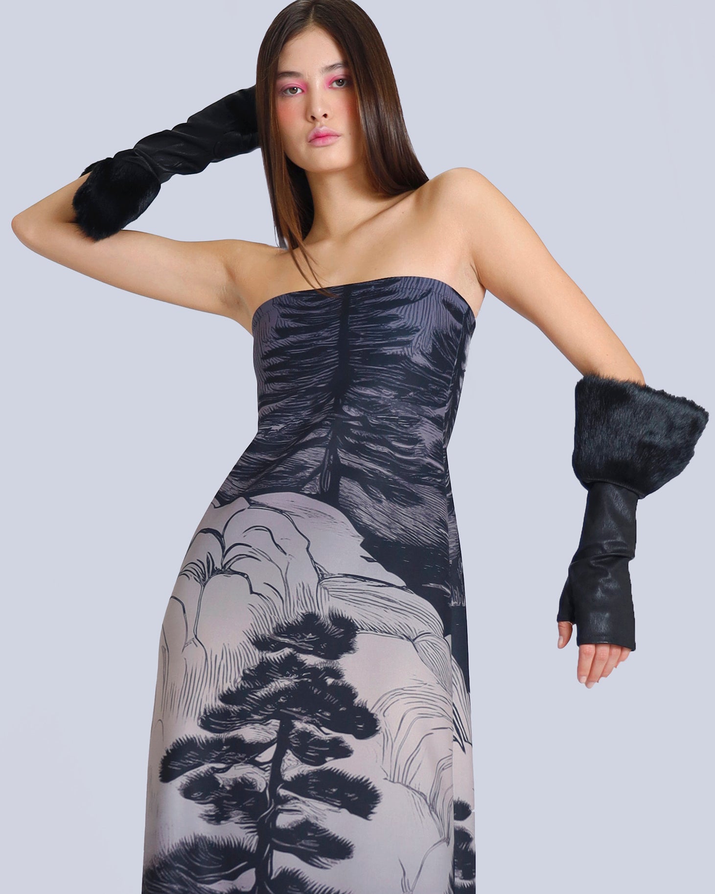 Maison Marie Saint Pierre | Dress | NANCY | Deep Blue Pine | Gloves | VICE | Black