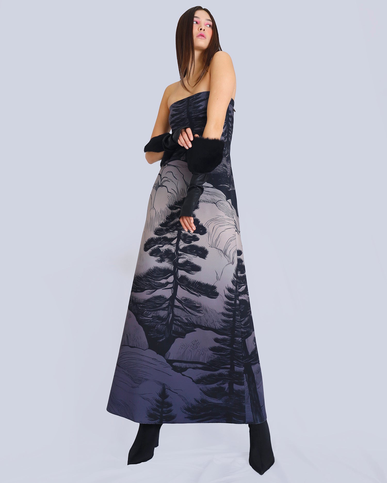 Maison Marie Saint Pierre | Dress | NANCY | Deep Blue Pine | Gloves | VICE | Black