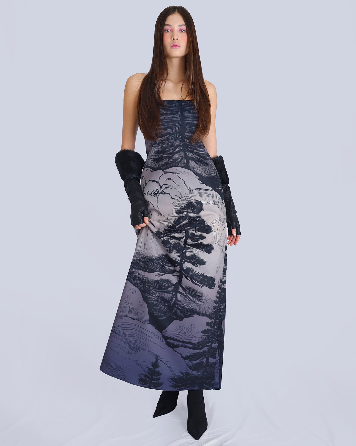 Maison Marie Saint Pierre | Dress | NANCY | Deep Blue Pine | Gloves | VICE | Black