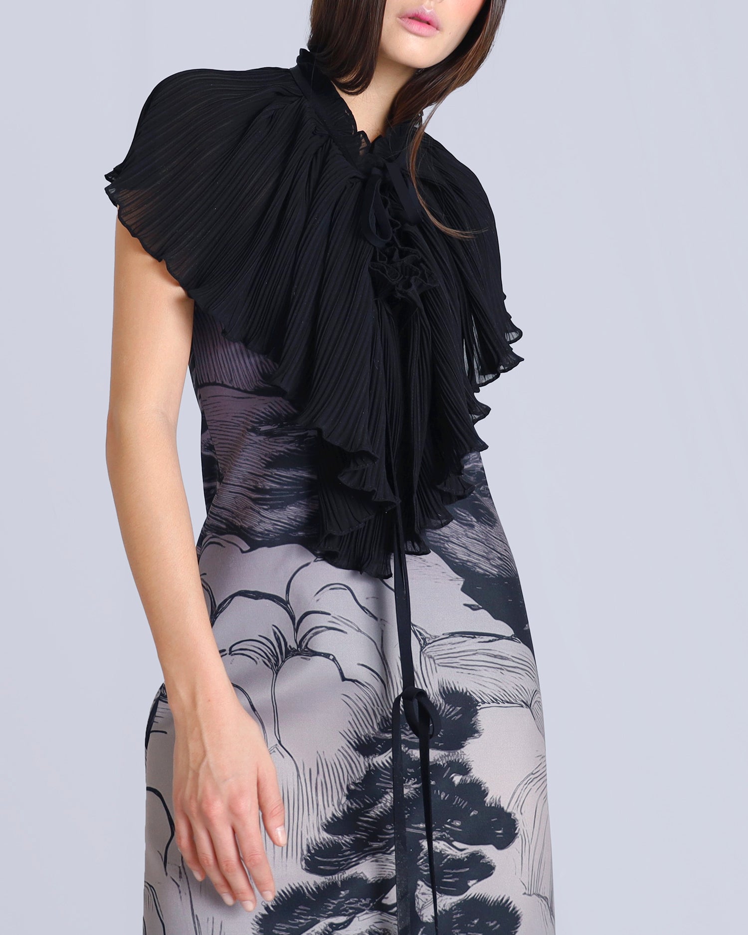 Maison Marie Saint Pierre | Dress | NANCY | Deep Blue Pine | Cape | NICOMEDES | Black