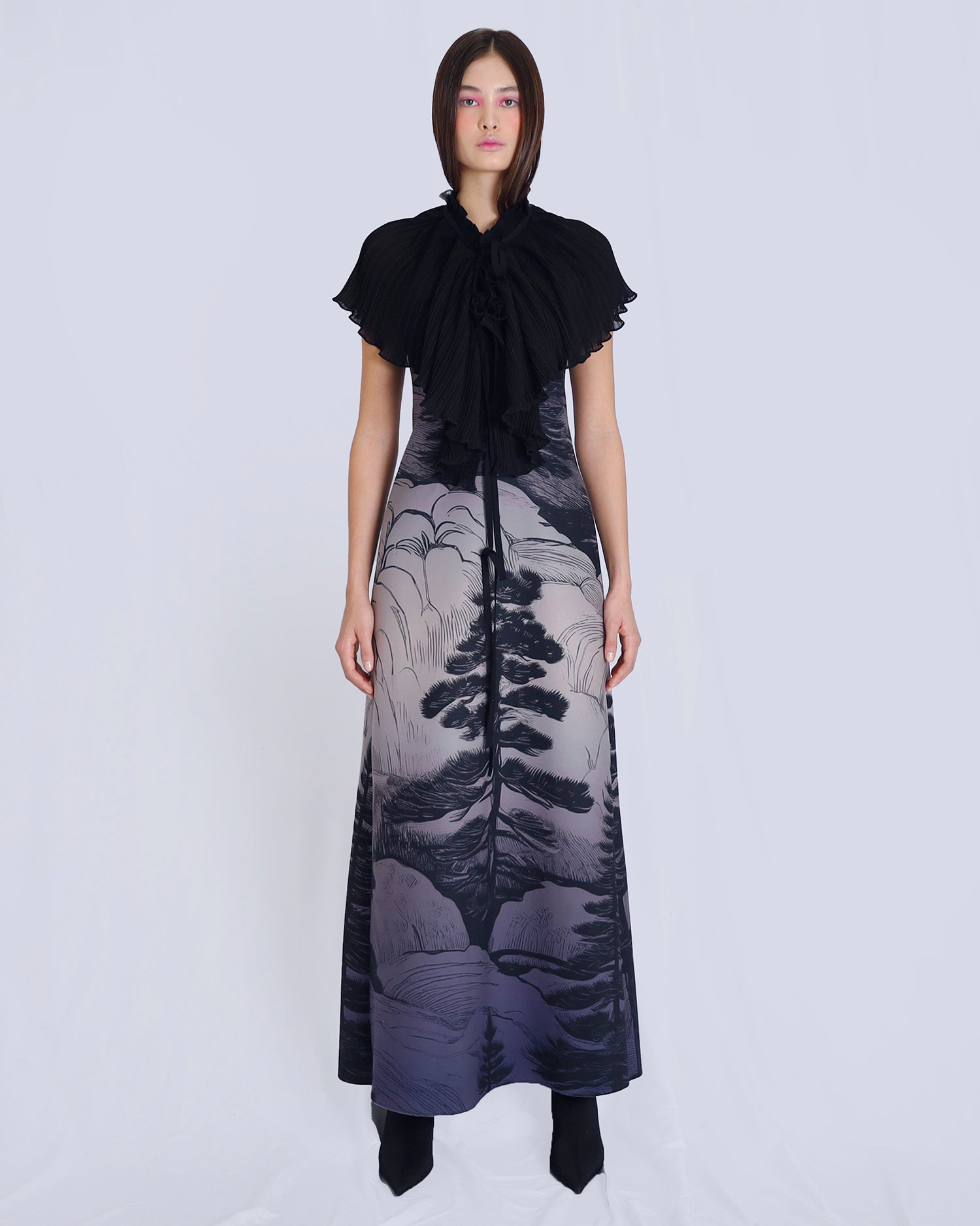 Maison Marie Saint Pierre | Dress | NANCY | Deep Blue Pine | Cape | NICOMEDES | Black
