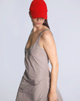 Maison Marie Saint Pierre | Dress | KAROL | Taupe | Smoke | Hat | KATHEL | Red