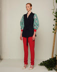 Lanthi Jacket l Deep Blue/Abstract Floral/ Red