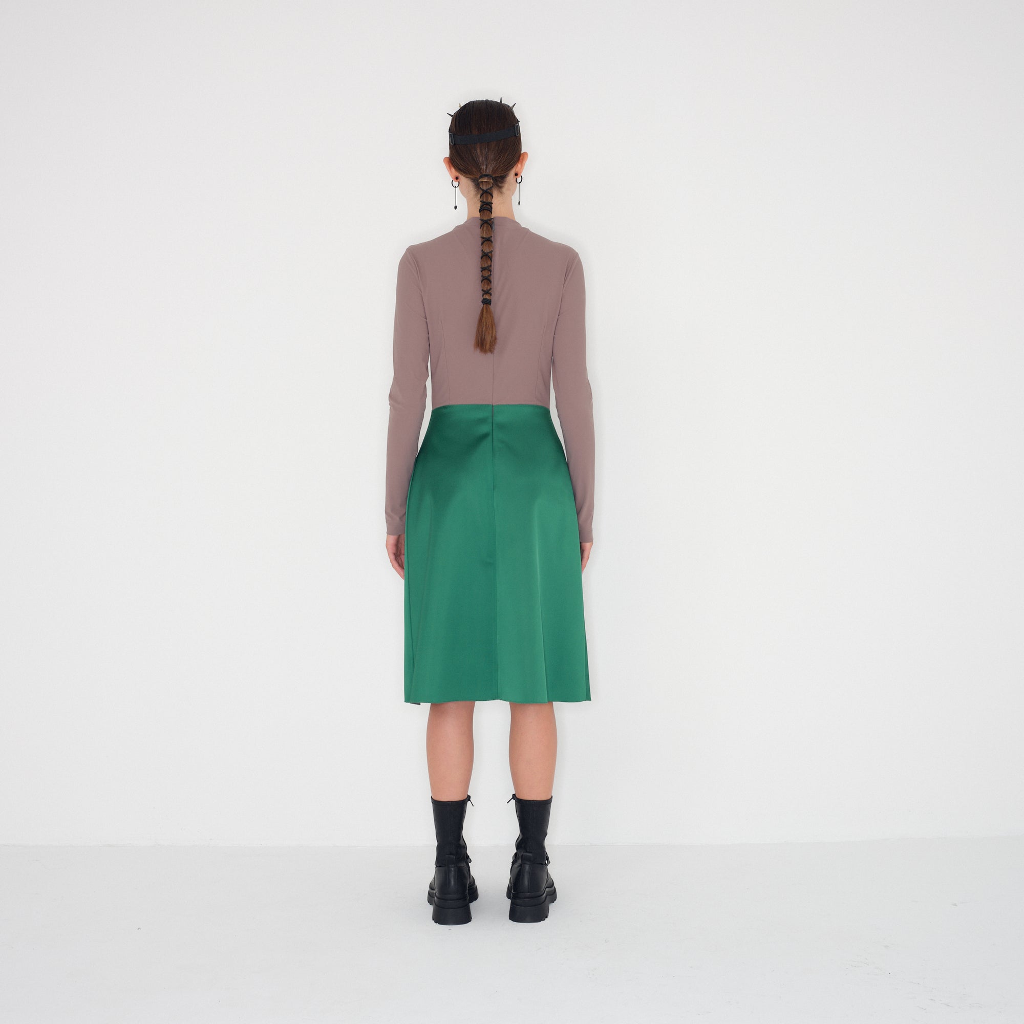 Dress ZOILEA | Taupe/Emerald/Pewter | Maison Marie Saint Pierre