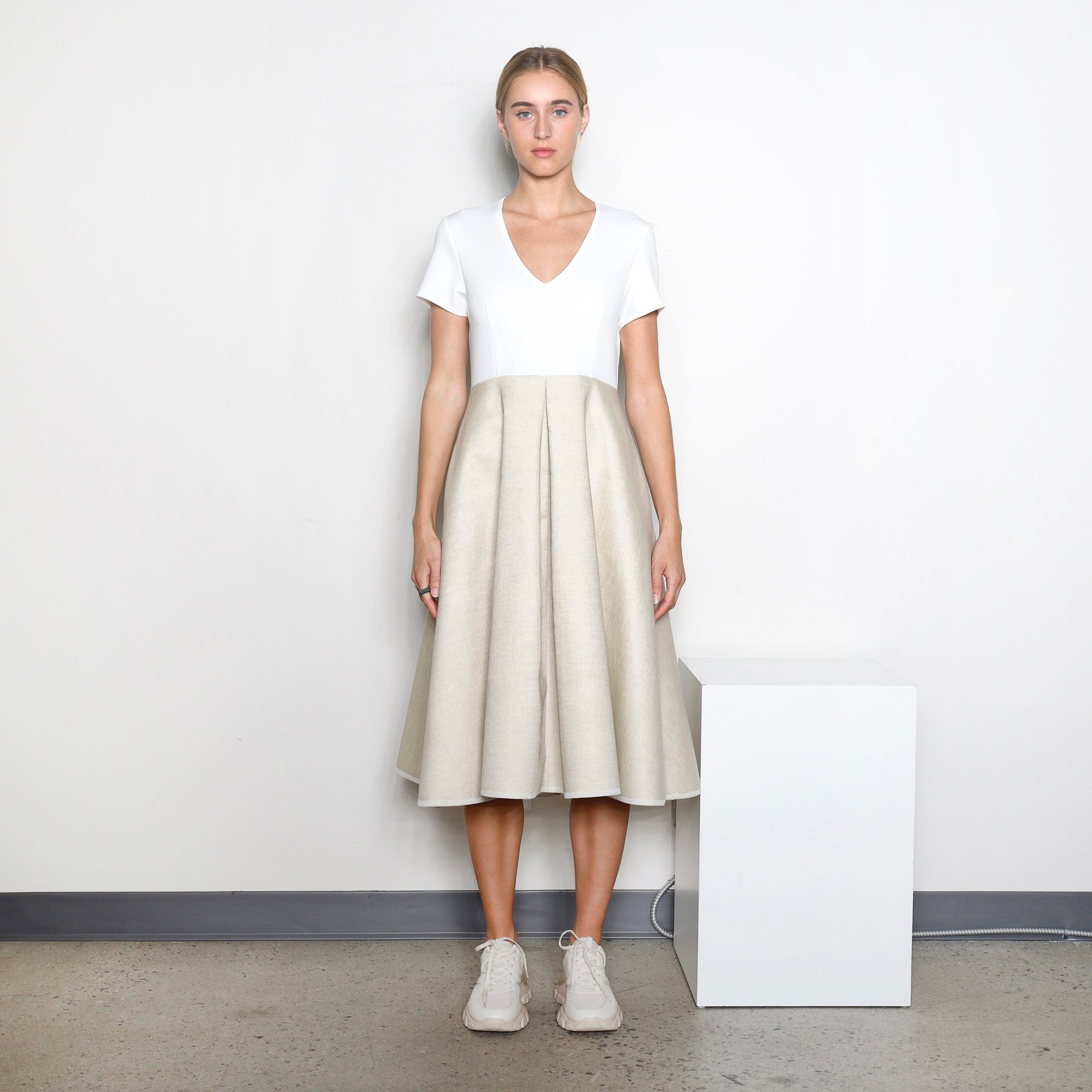 Dress ZENDI | White/Sand | Maison Marie Saint Pierre